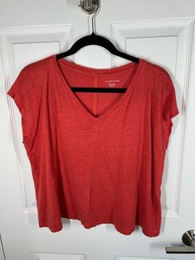 Eileen Fisher boxy crop v-neck linen t-shirt size XXS